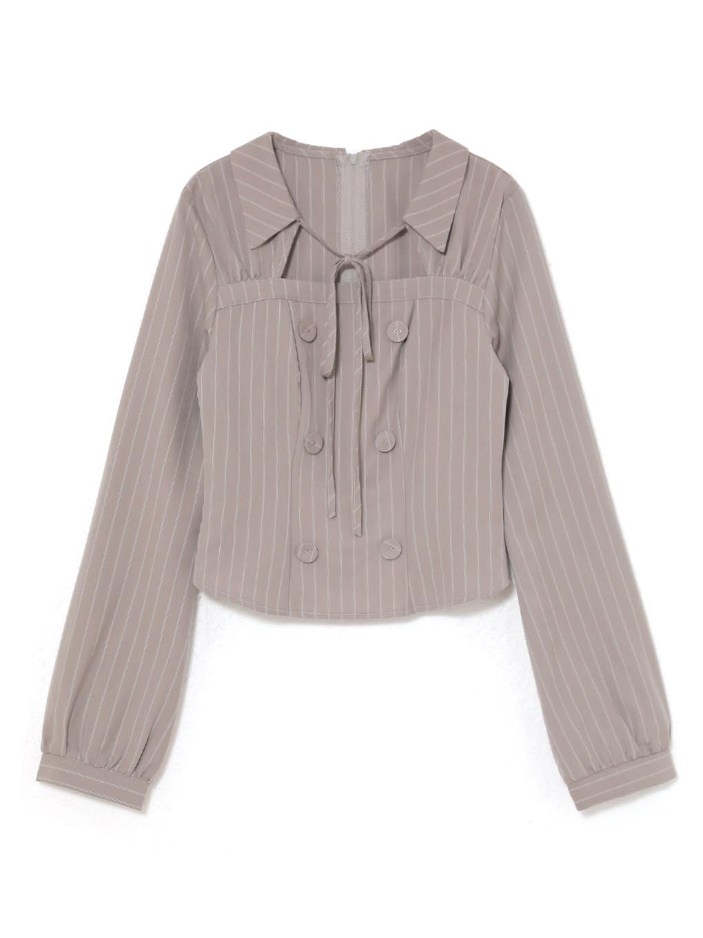 double button ribbon blouse