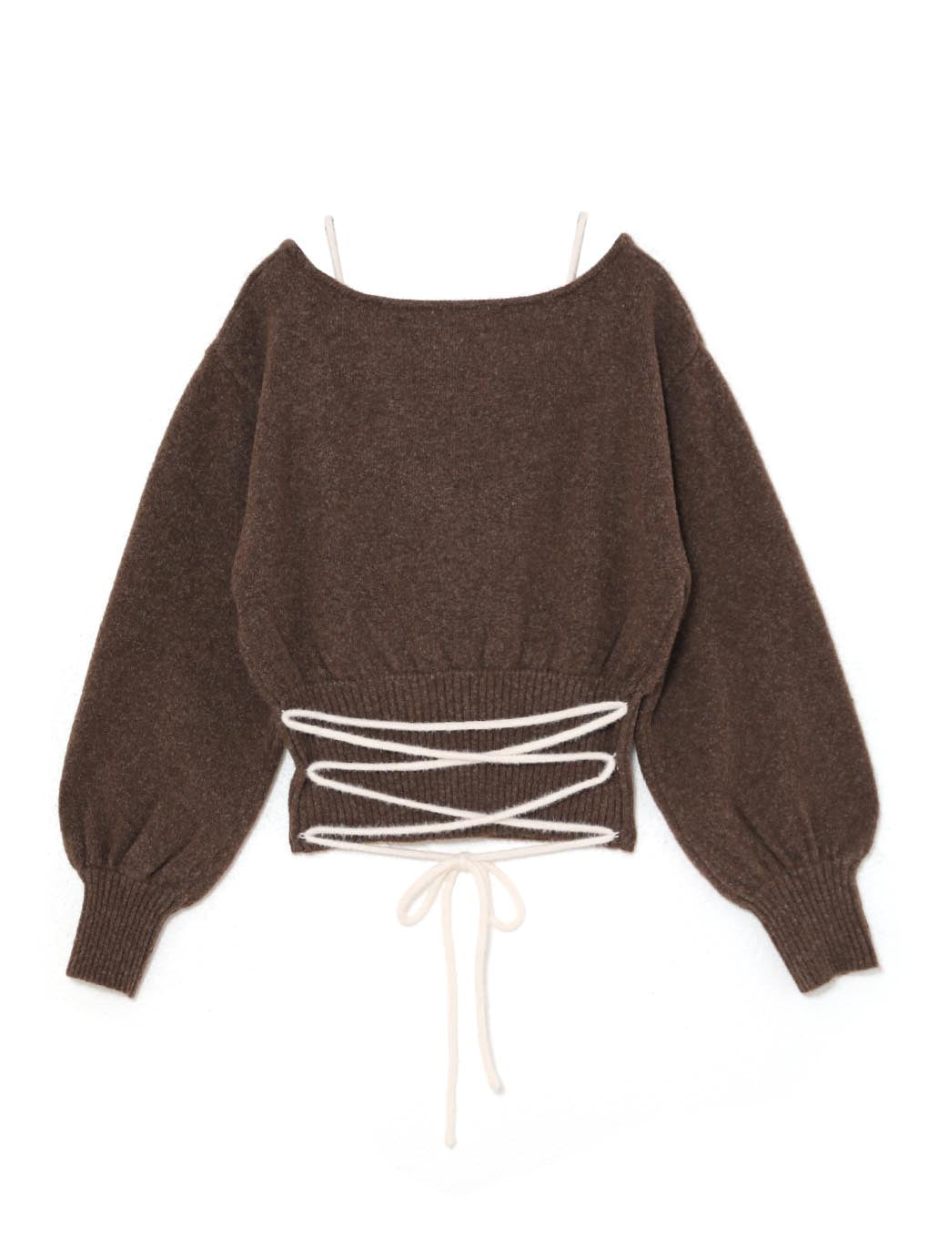 shaggy laceup knit tops