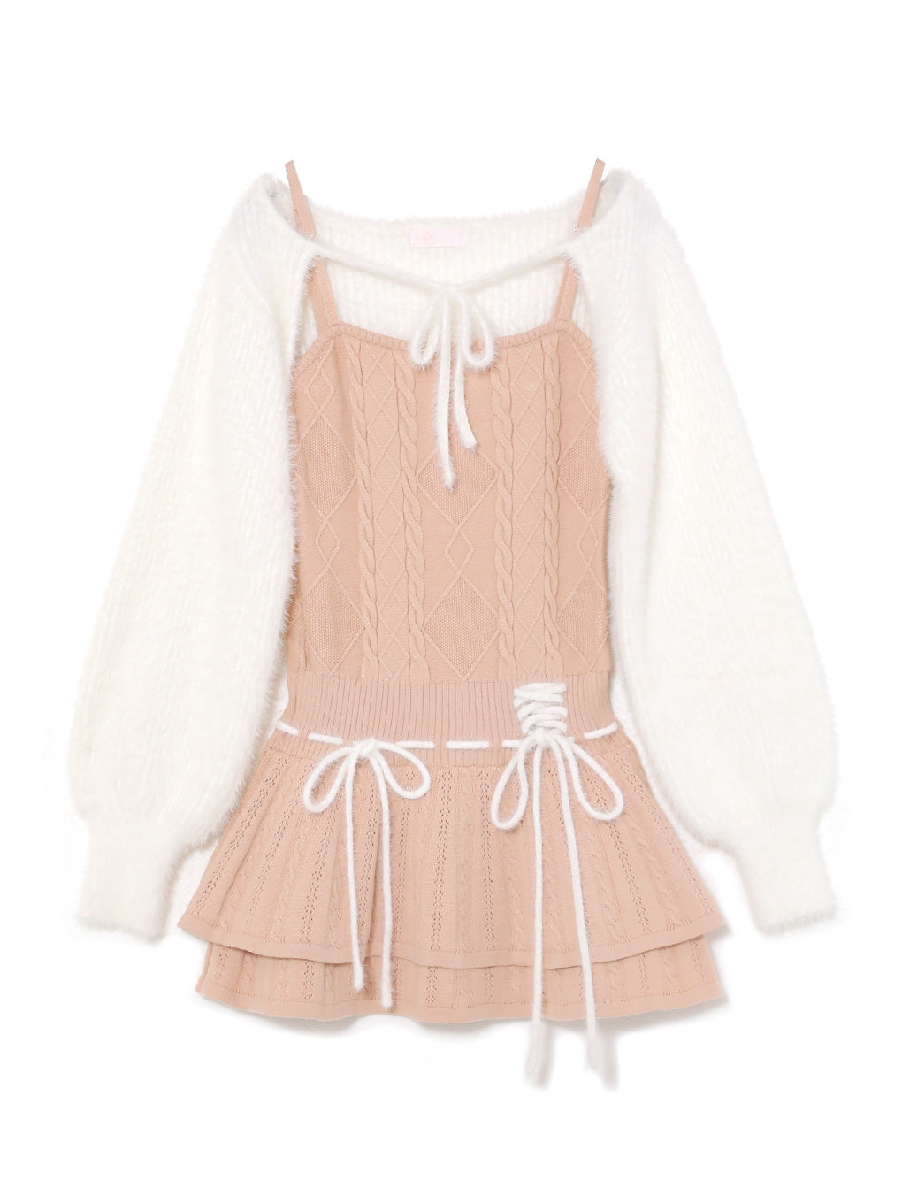 cable laceup knit onepiece