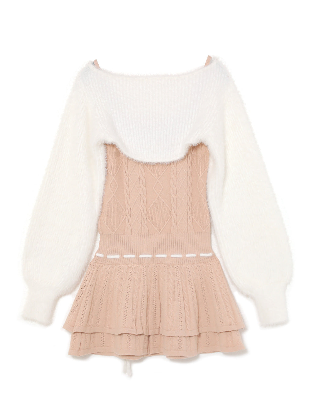 cable laceup knit onepiece