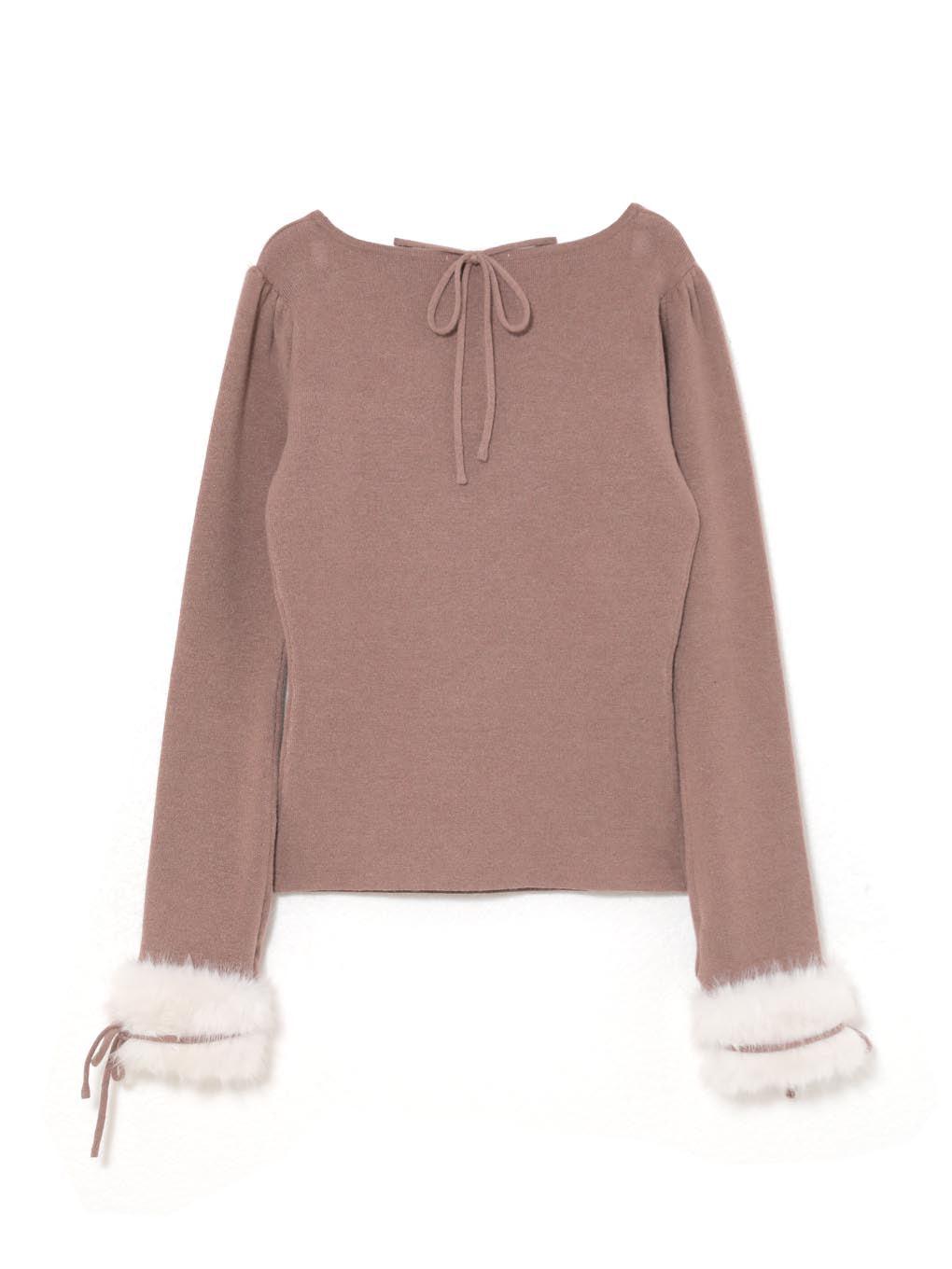 fur ribbon knit tops