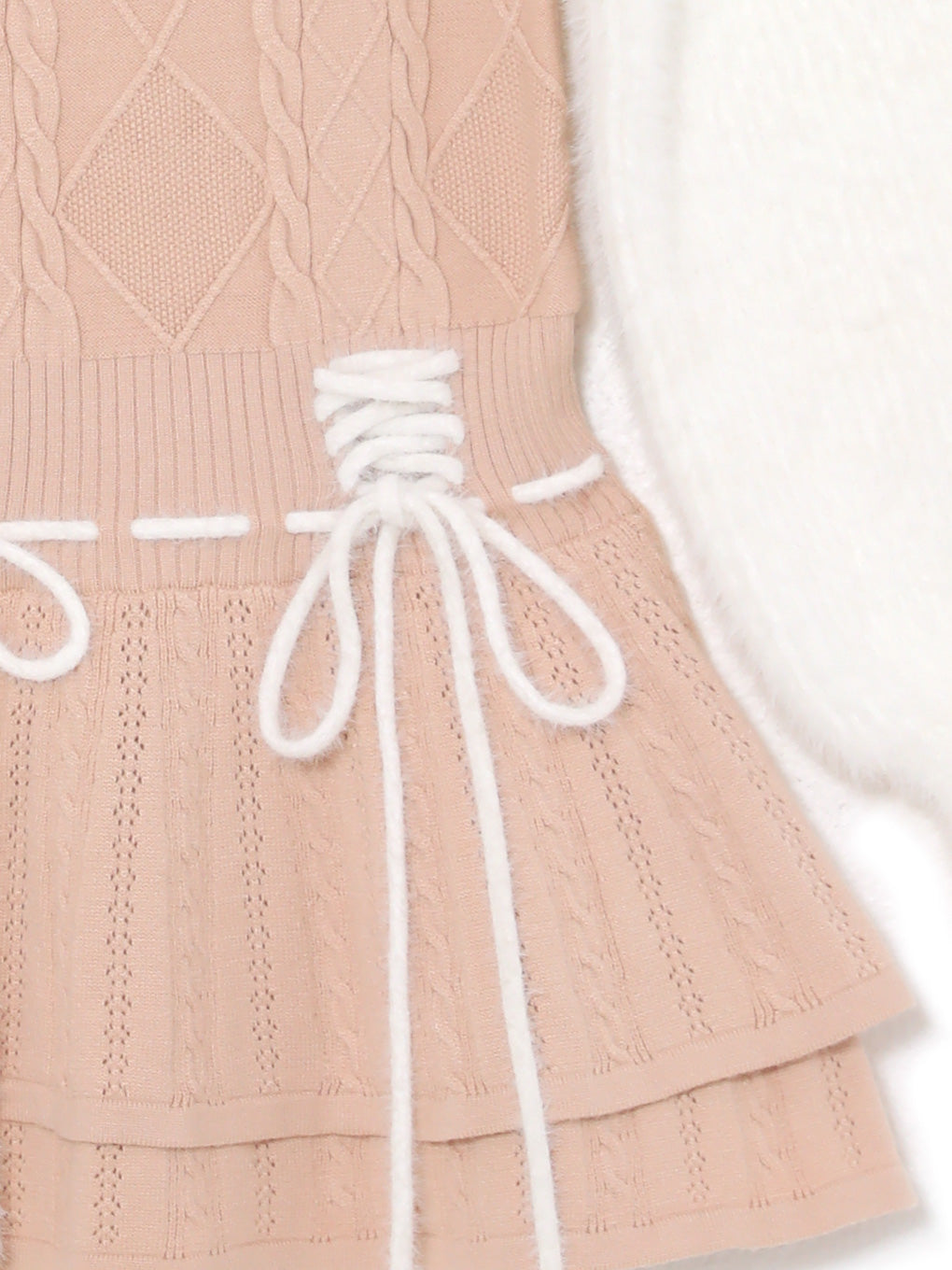 cable laceup knit onepiece
