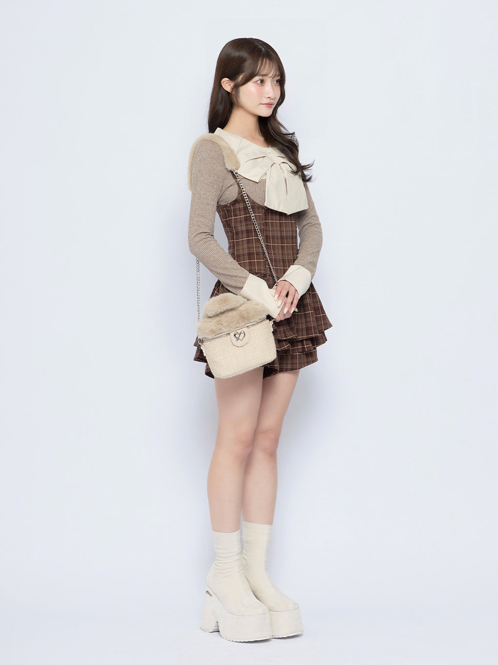 ファーツイードバニティバッグ