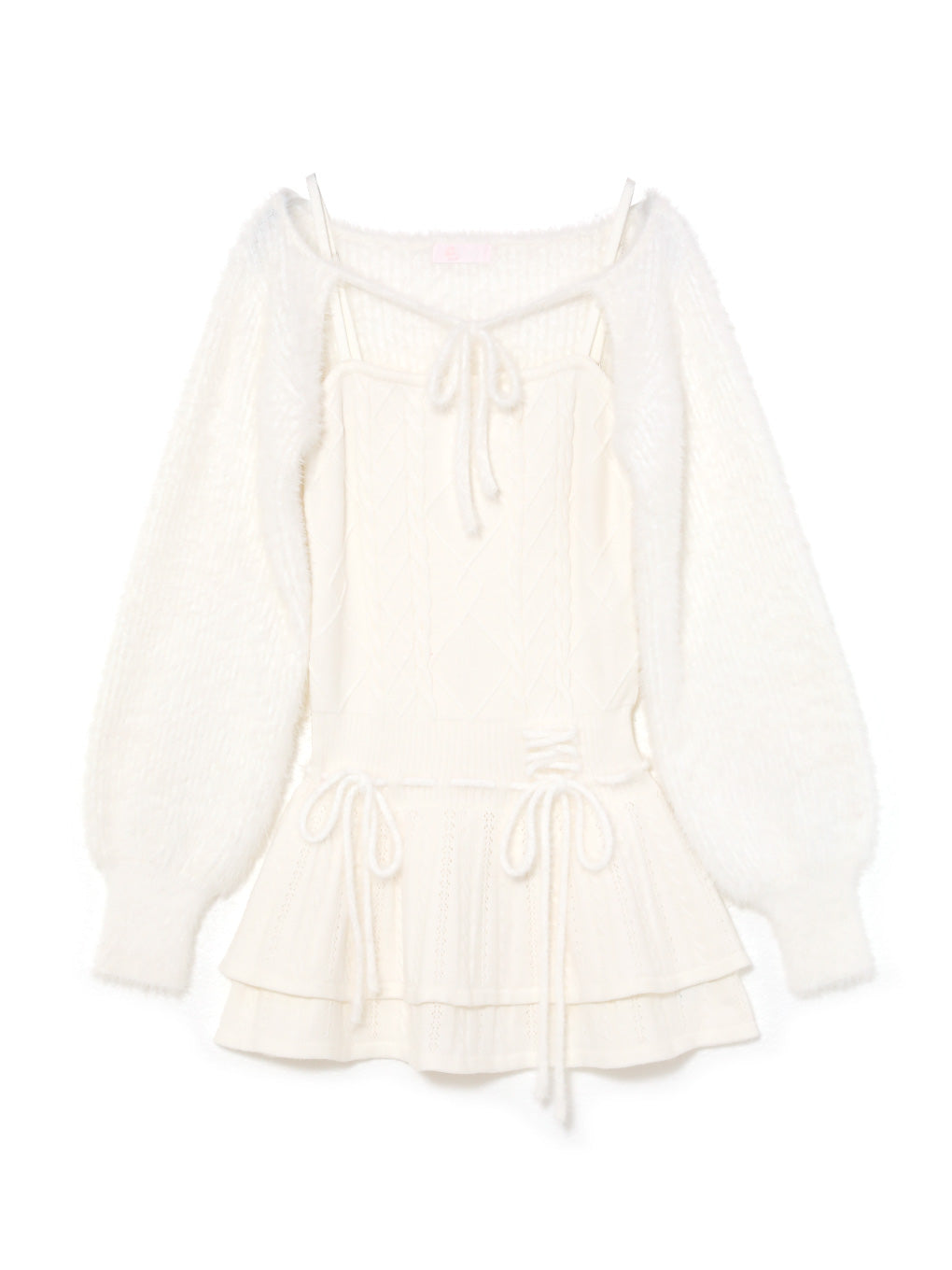 cable laceup knit onepiece