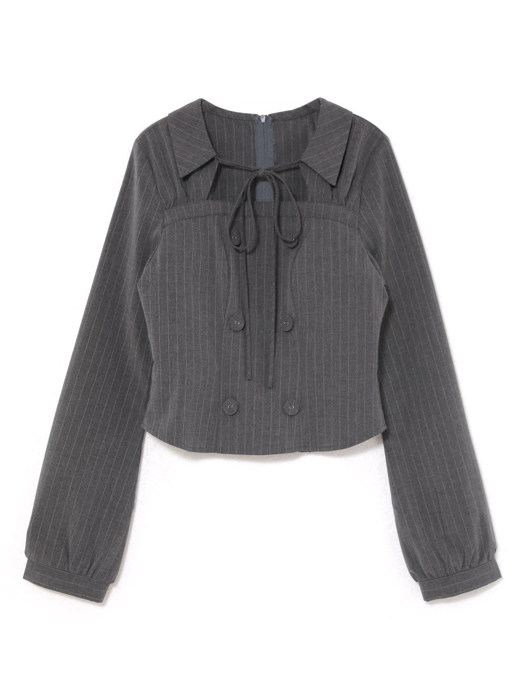 double button ribbon blouse