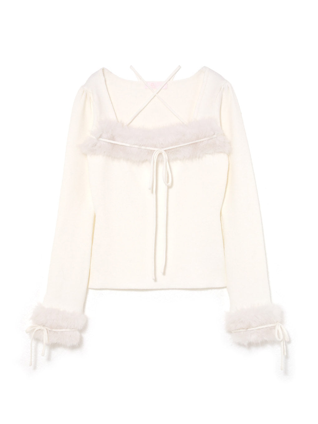 fur ribbon knit tops