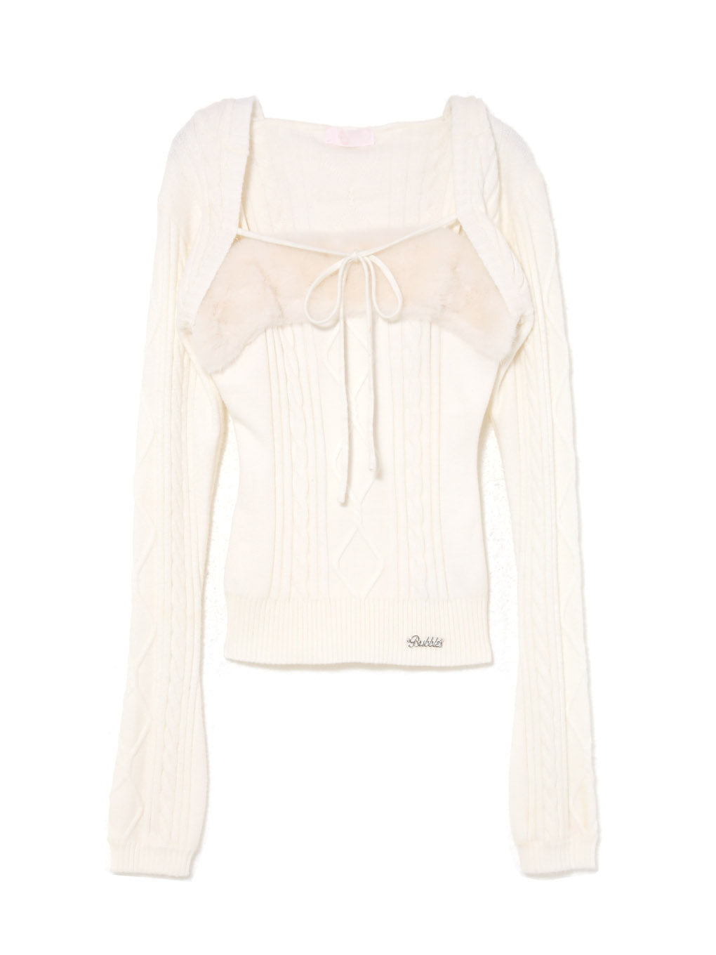 cable ribbon hoodie knit tops