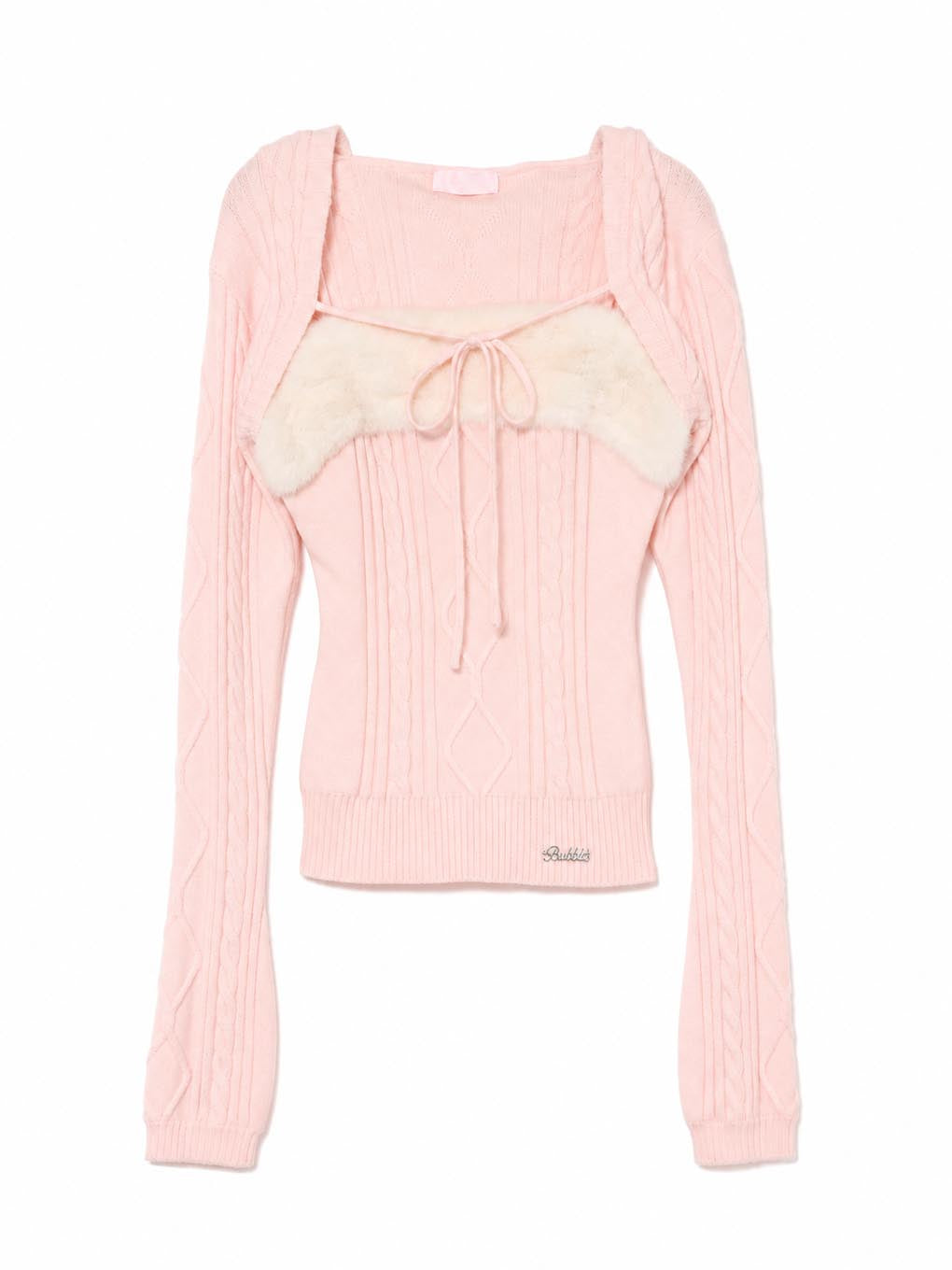 cable ribbon hoodie knit tops