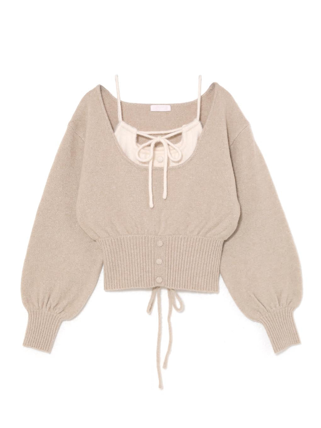 shaggy laceup knit tops