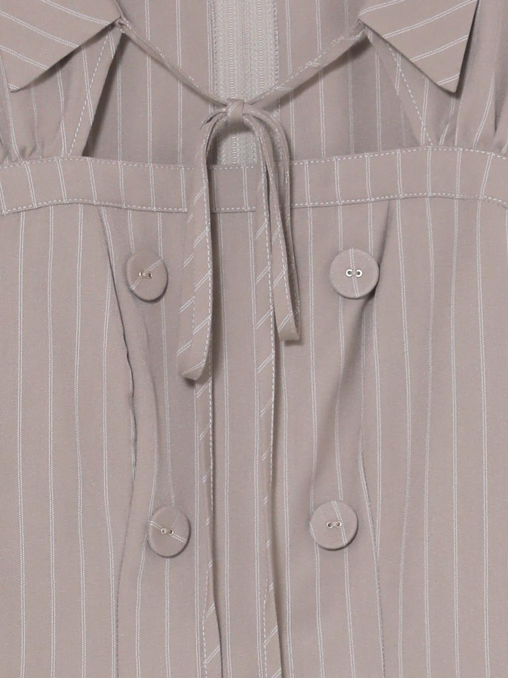 double button ribbon blouse