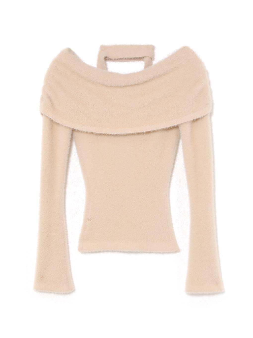 ribbon tie off shoulder knit tops
