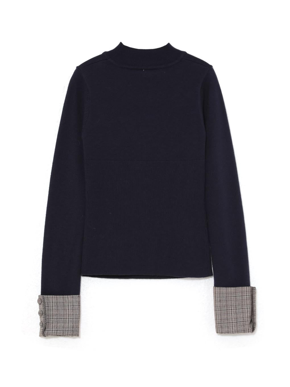 lace up check knit tops