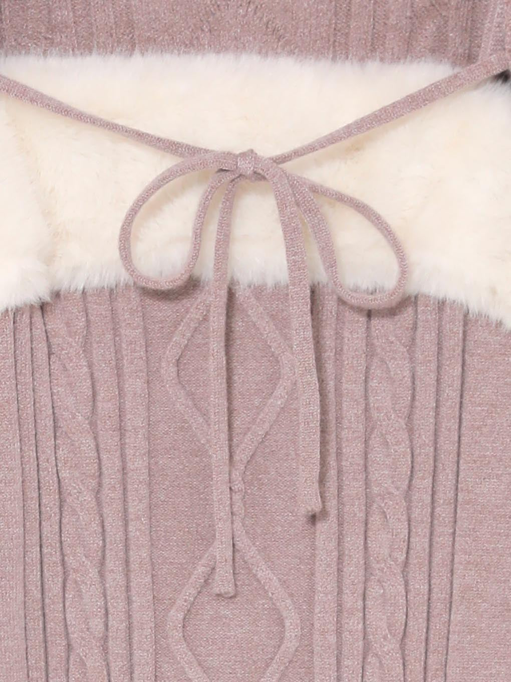 cable ribbon hoodie knit tops