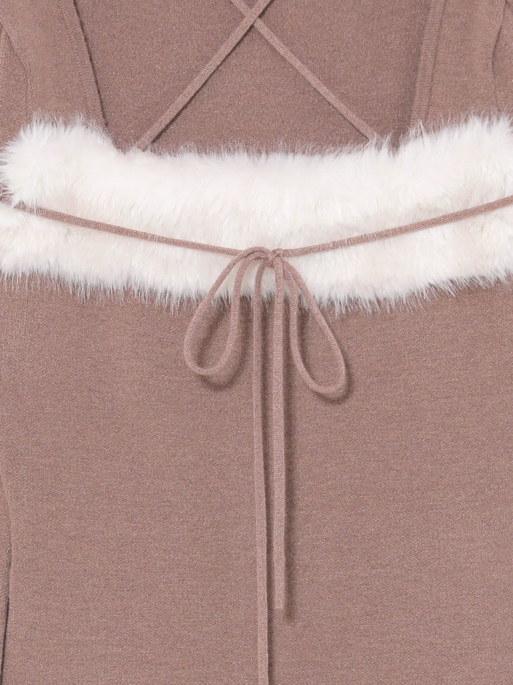 fur ribbon knit tops